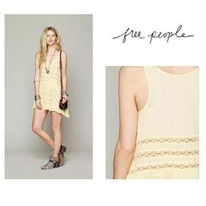 Intimately Free People Voile and Lace Trapeze Slip in lemon combo - size XS